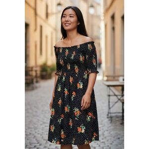 zara floral off shoulder dress ZARA Red Off Shoulder Bardot Ruffle Floral Print Maxi Summer Dress size S 10